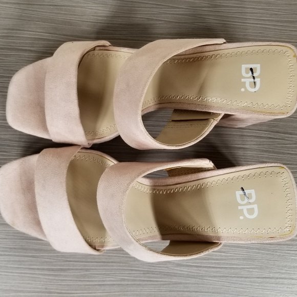 BP. Karly Platform Block Heel Slide Sandal, Light Pink Suede, Womens Size 6 M - Picture 10 of 12